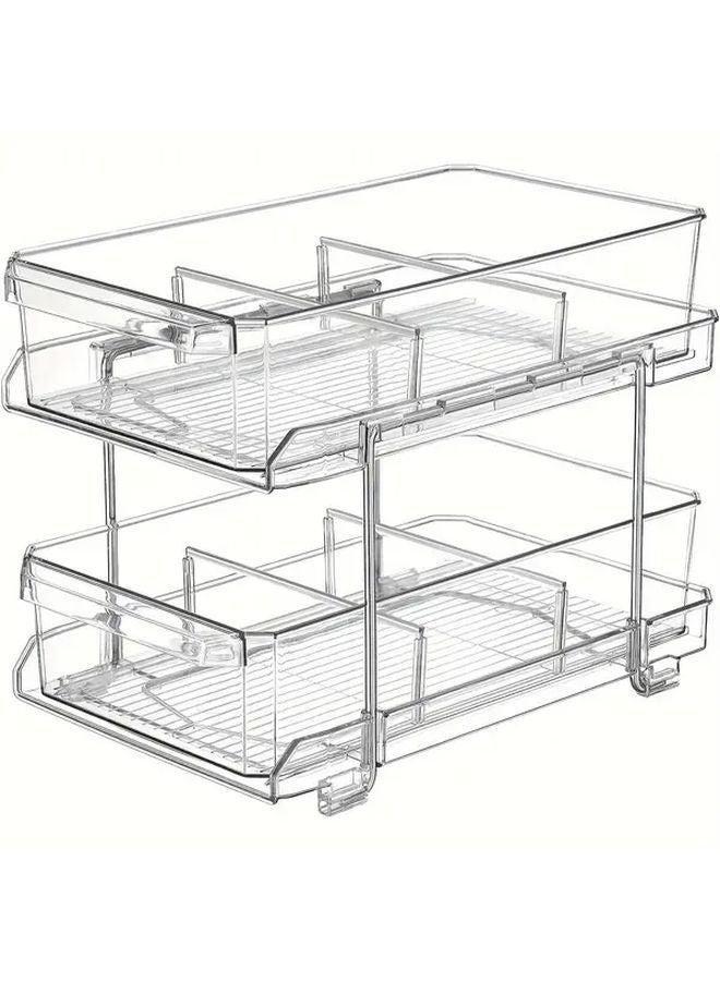 Transparent Multi Tier Plastic Storage Rack Countertop Organizer For Kitchen Bathroom - Image 1